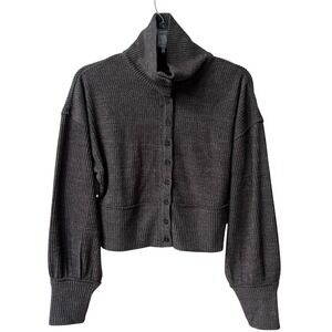 Wild Fable Ribbed Brushed Button Down Cardigan Womens XS Charcoal Gray New